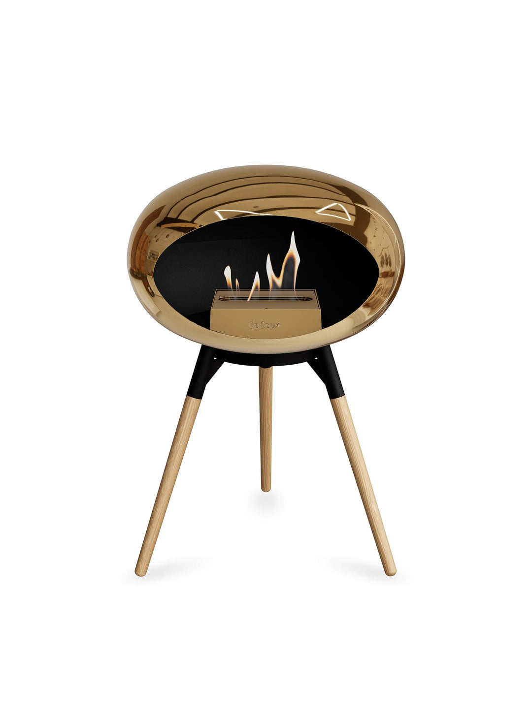 Foyer bioéthanol Ground Low Dome or rose : flamme pure et éclat doré.