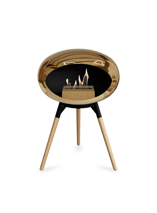 Foyer bioéthanol Ground Low Dome or rose : flamme pure et éclat doré.