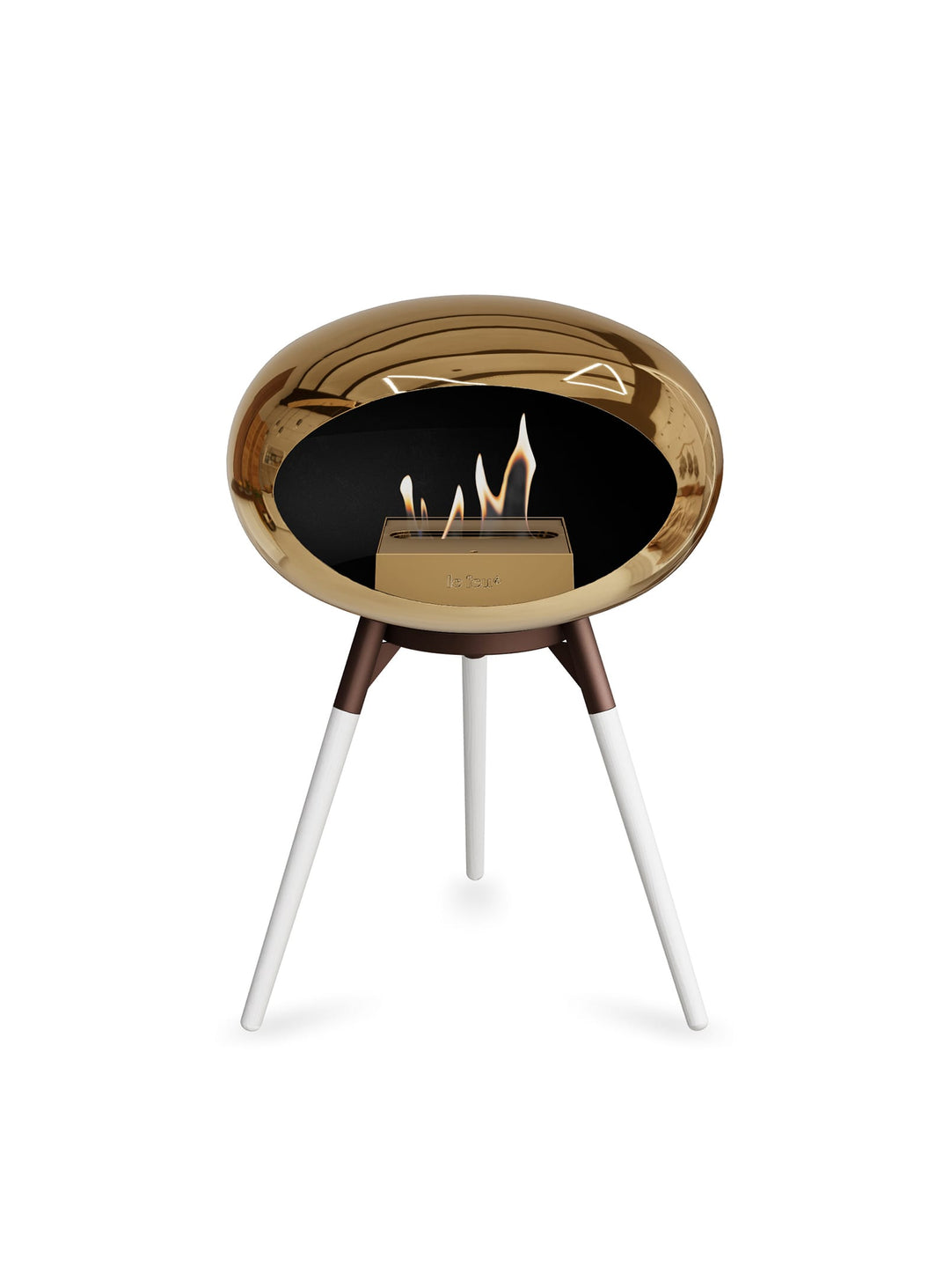 Foyer bioéthanol Le Feu Ground Low Dome or rose : feu pur et brillance douce.