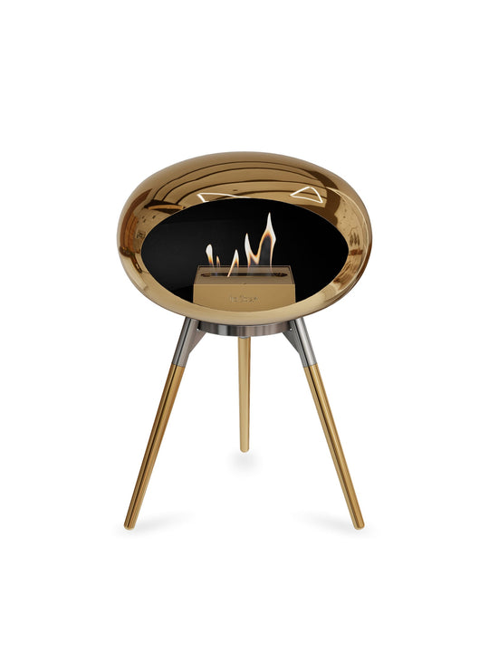 Foyer bioéthanol Le Feu Ground Low Dome : feu apaisant et or rose élégant.