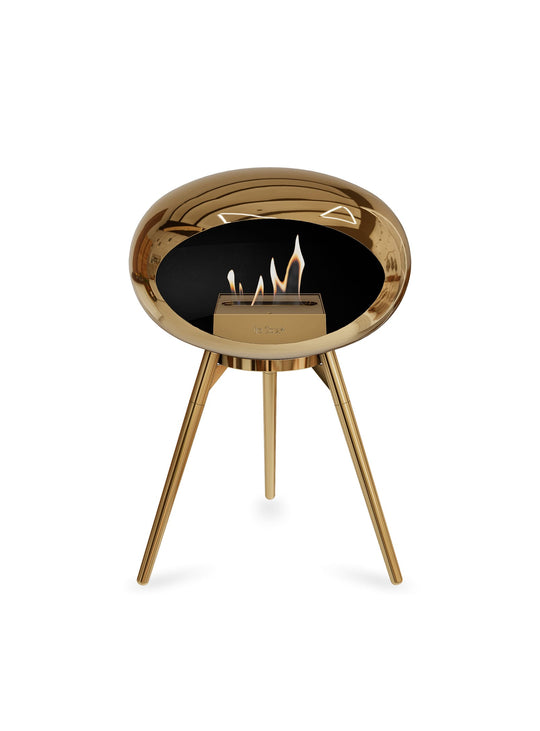 Foyer bioéthanol Le Feu Ground Low Dome : feu doux et ton doré.