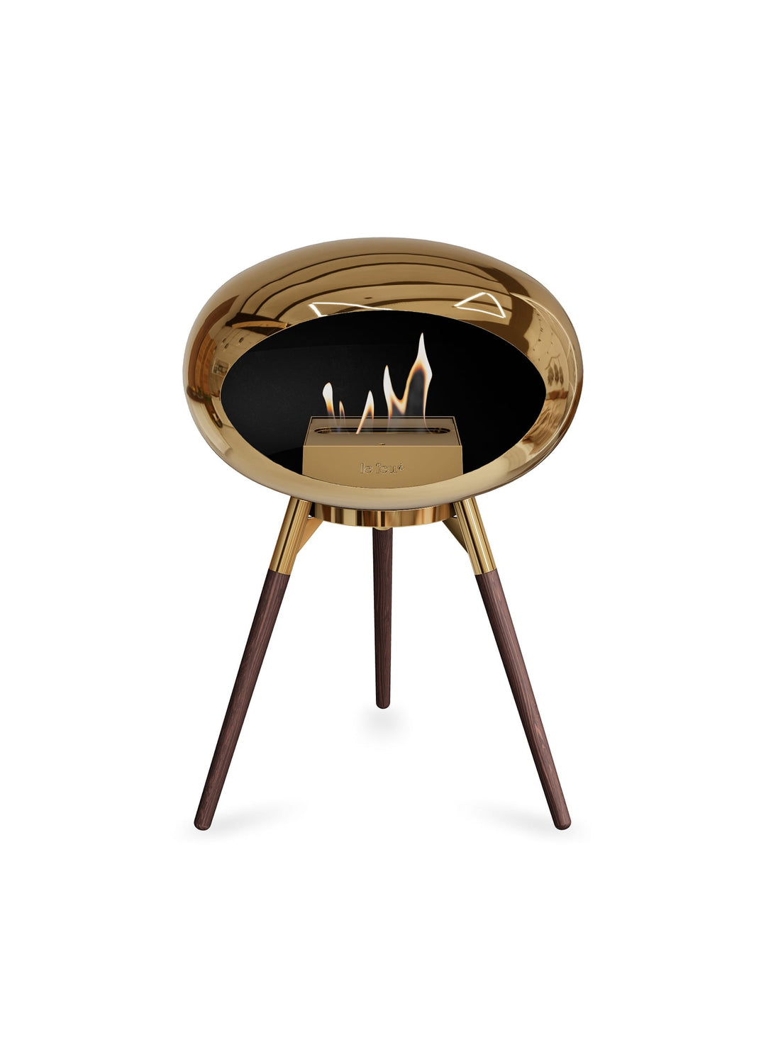 Foyer Le Feu Ground Low Dome or rose : feu durable et brillance moderne.