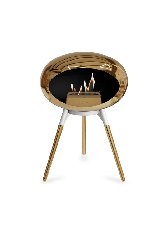 Foyer bioéthanol Le Feu Ground Low Dome or rose : feu écologique et doré.