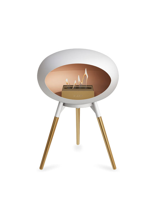 Foyer Ground Low Dome blanc de Le Feu : feu sans conduit et design scandinave.