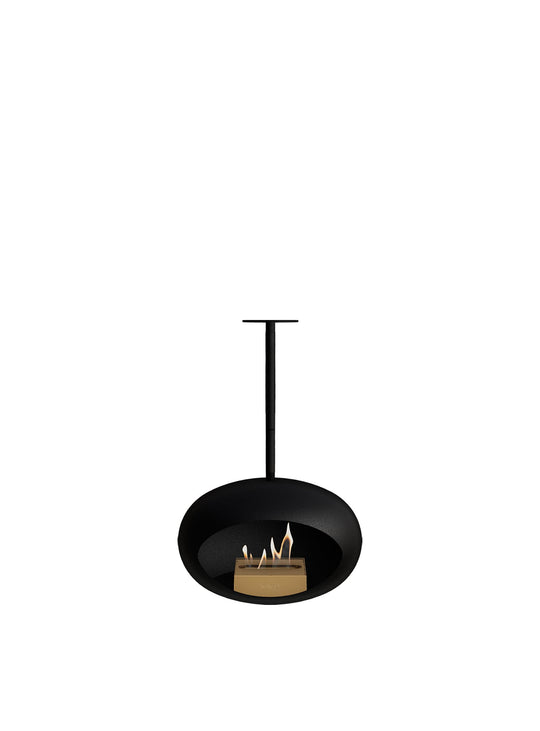 Le Feu Sky Dome noir : cheminée suspendue design pour intérieur chic.