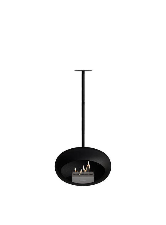 Cheminée suspendue Sky Dome noir de Le Feu : point focal minimaliste et chic.