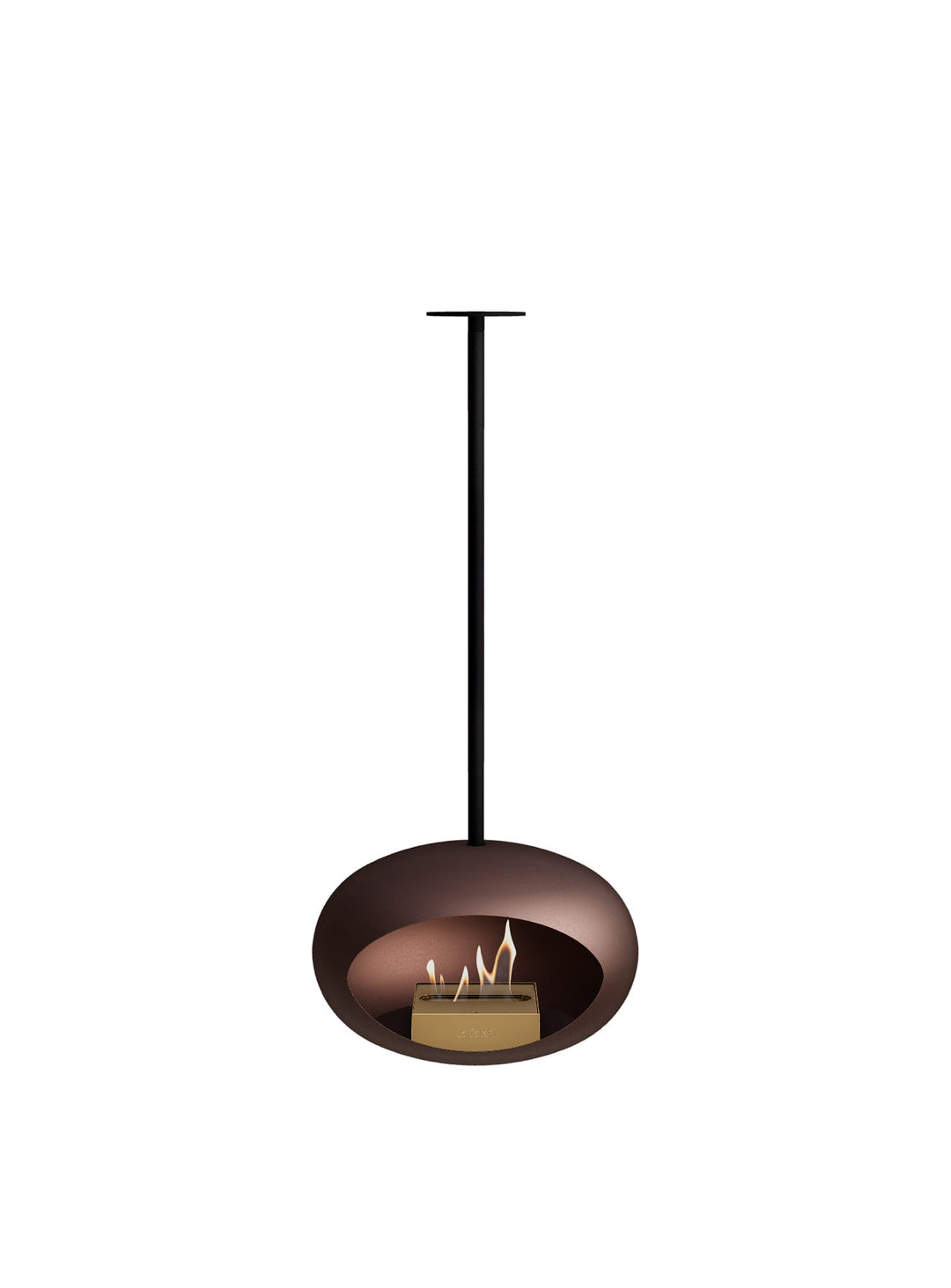 Le Feu Sky Dome en Mocca : cheminée suspendue au style nordique moderne.