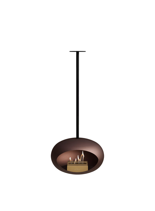 Le Feu Sky Dome en Mocca : cheminée suspendue au style nordique moderne.