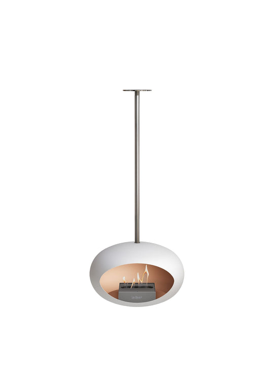 Cheminée suspendue Sky Dome blanc de Le Feu : point focal design et chaleureux.