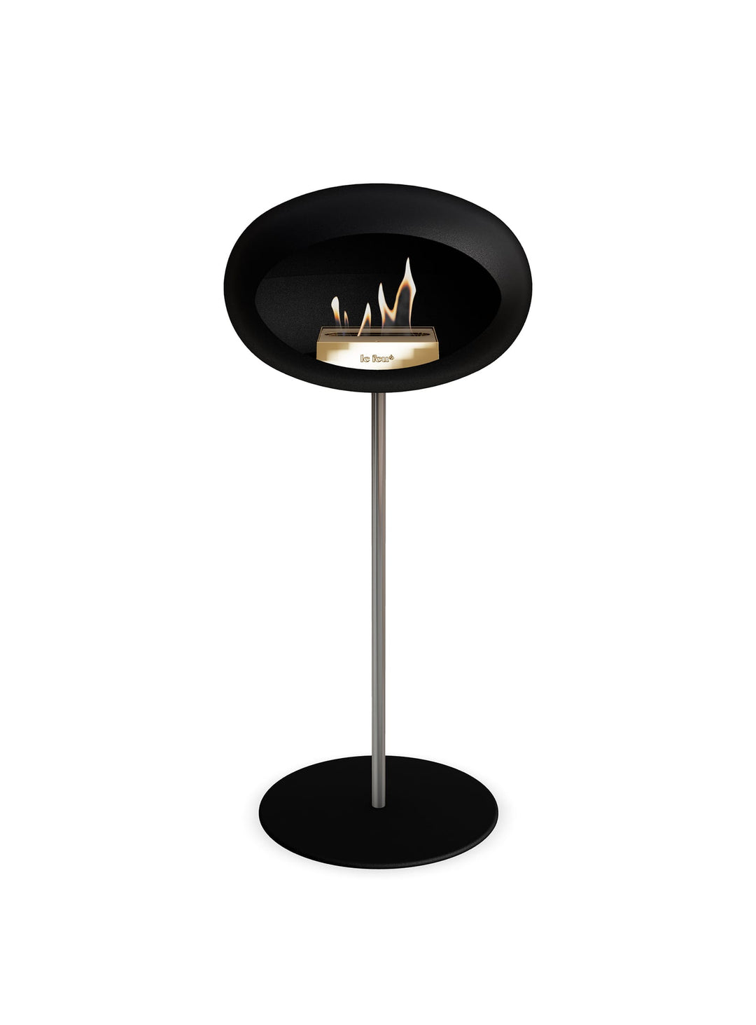 Cheminée autoportante High Dome en noir de Le Feu : feu réel sans fumée.