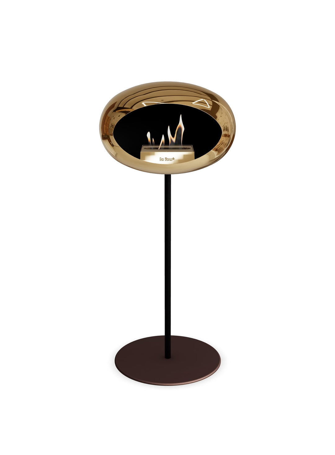 Cheminée autoportante High Dome en or rose chromé de Le Feu : design sculptural.