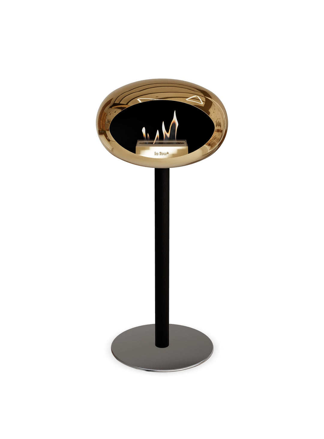 Cheminée autoportante High Dome en or rose chromé de Le Feu : éclat moderne.