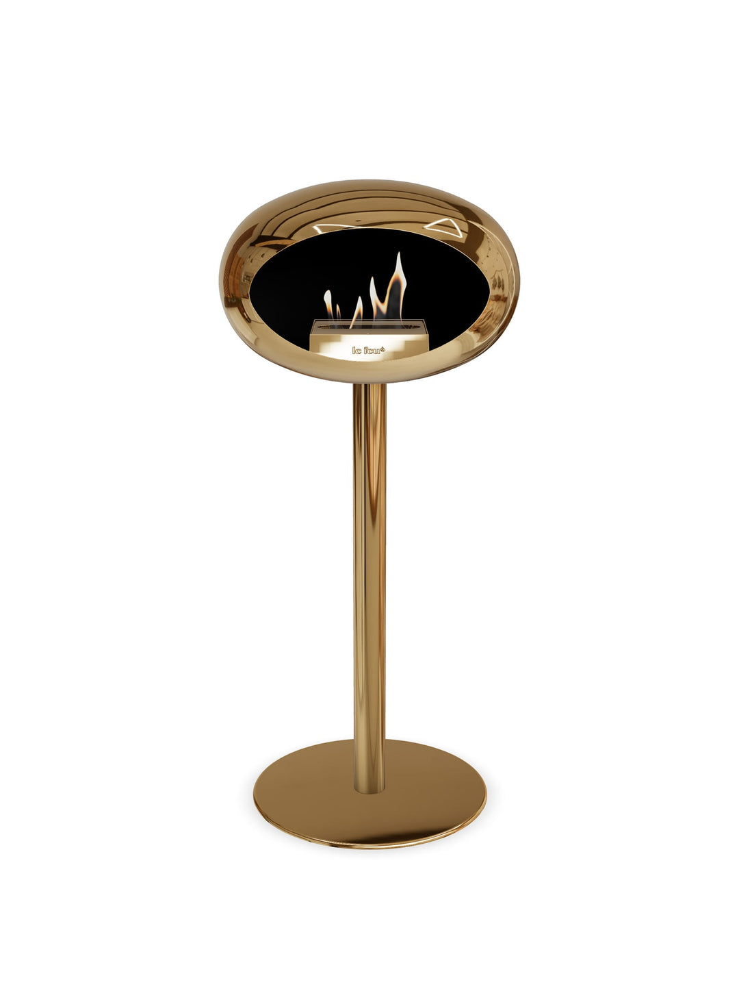 Cheminée autoportante High Dome en or rose chromé de Le Feu : parfaite pour loft.