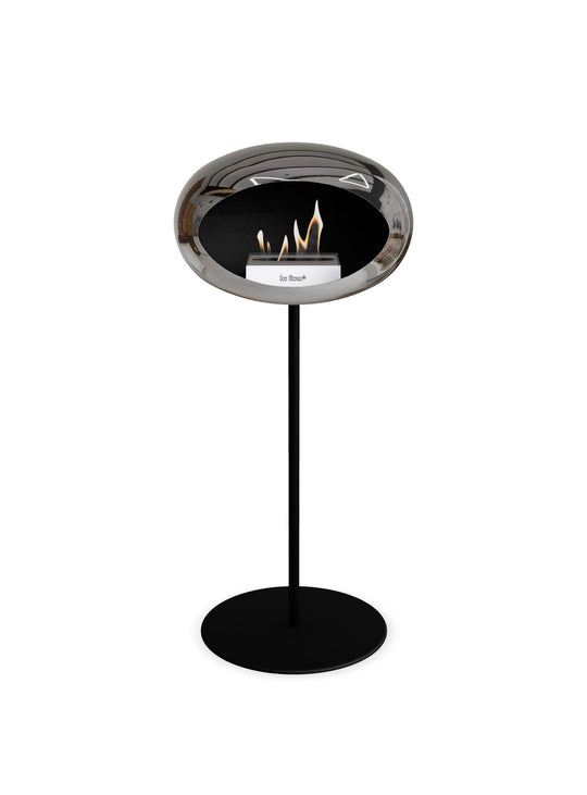 Foyer High Dome argent chromé Le Feu : design spectaculaire et feu élégant.