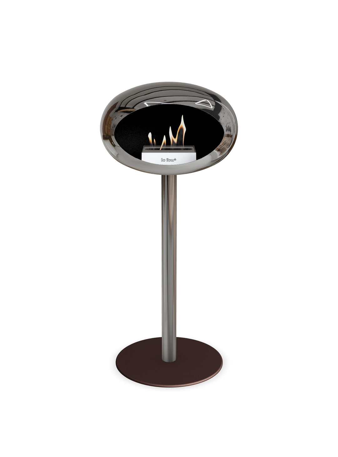 Foyer High Dome argent de Le Feu : feu sans conduit et allure chic.