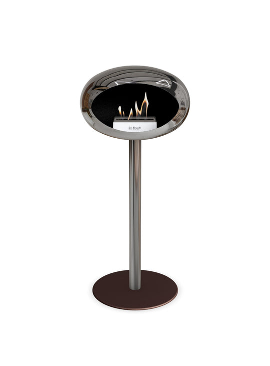 Foyer High Dome argent de Le Feu : feu sans conduit et allure chic.