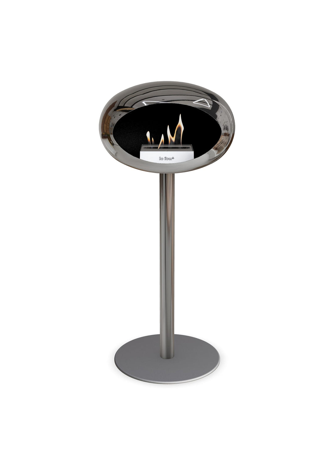 Foyer bioéthanol Le Feu High Dome : feu apaisant et argent élégant.