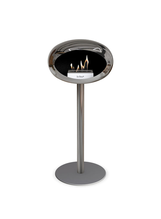 Foyer bioéthanol Le Feu High Dome : feu apaisant et argent élégant.