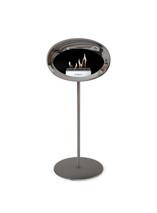 Foyer High Dome Le Feu argent : design compact et flamme authentique.
