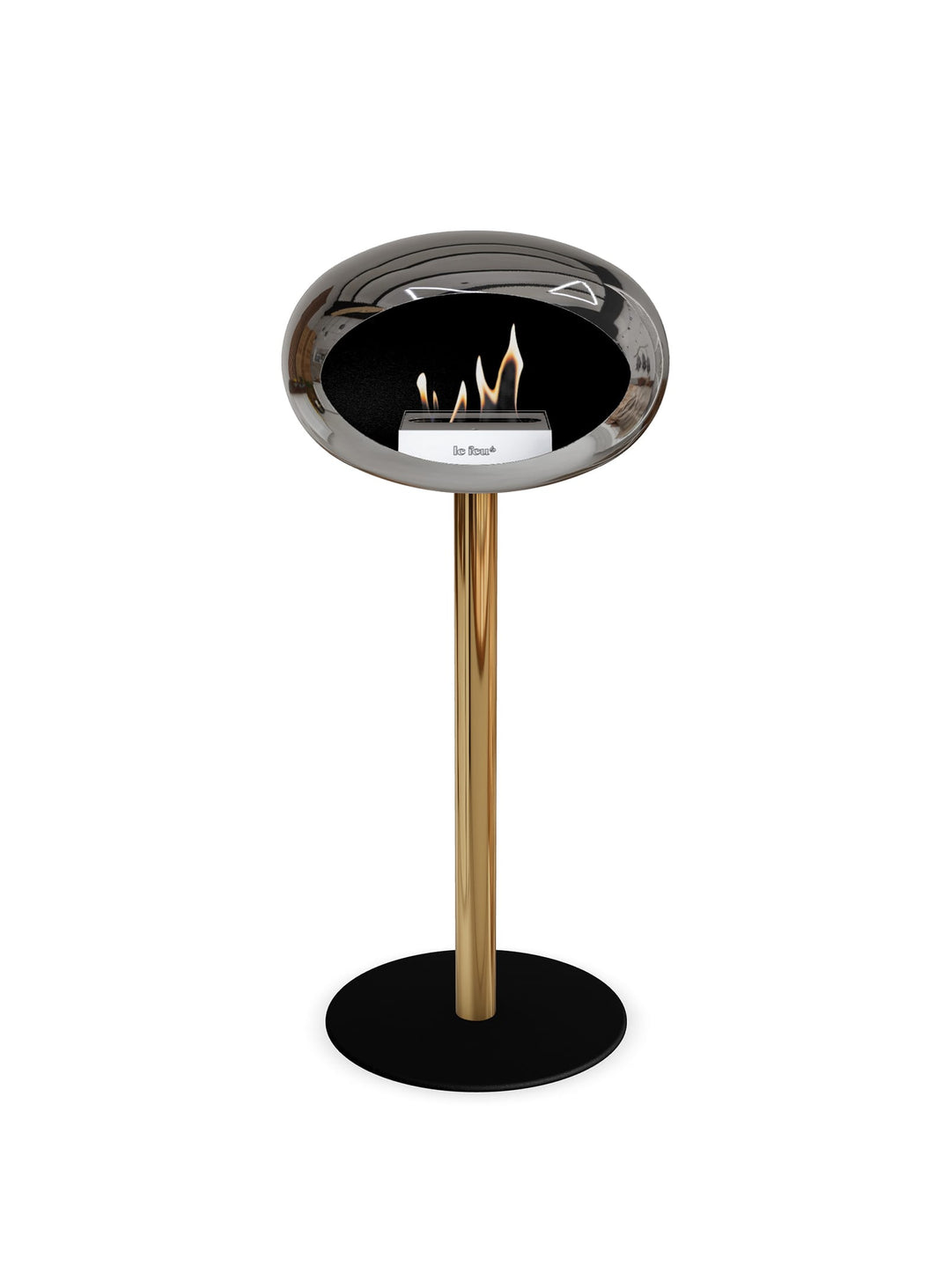 Foyer High Dome Le Feu argent : chaleur élégante et design sobre.