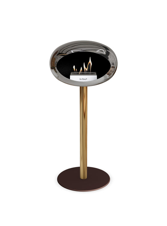 Foyer Le Feu High Dome argent : feu durable et brillance contemporaine.