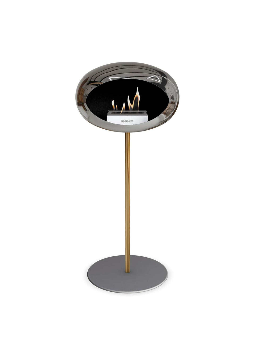 Foyer bioéthanol Le Feu High Dome argent : feu chic et compact.