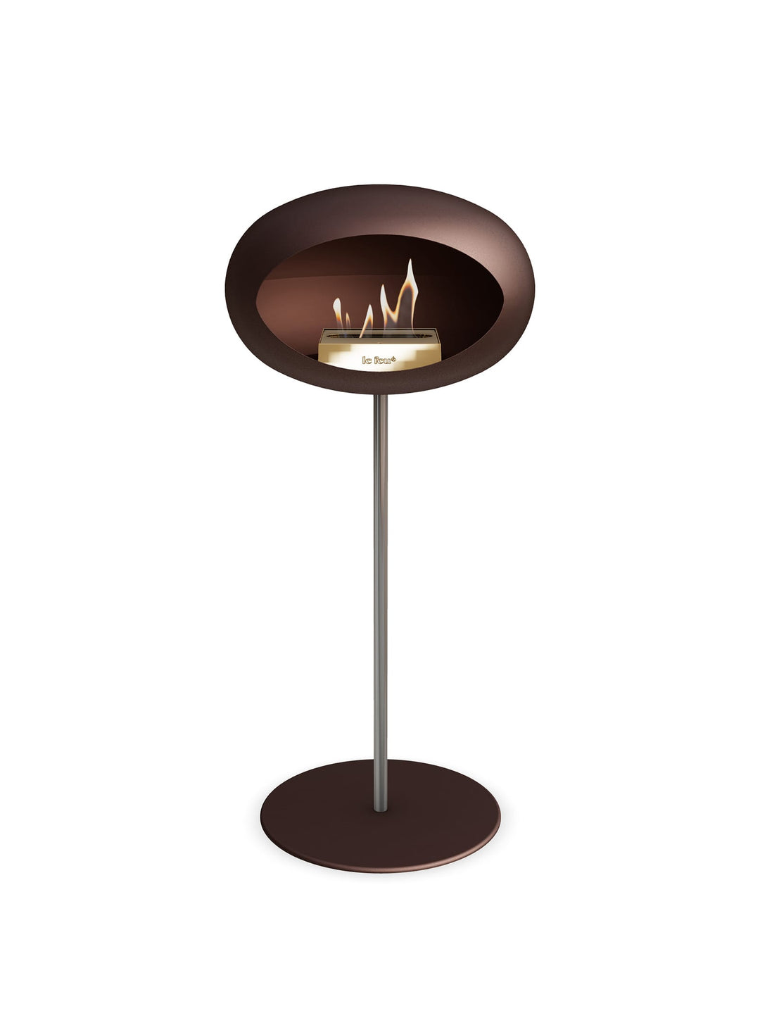 Le Feu High Dome en Mocca : cheminée autoportante parfaite pour loft moderne.