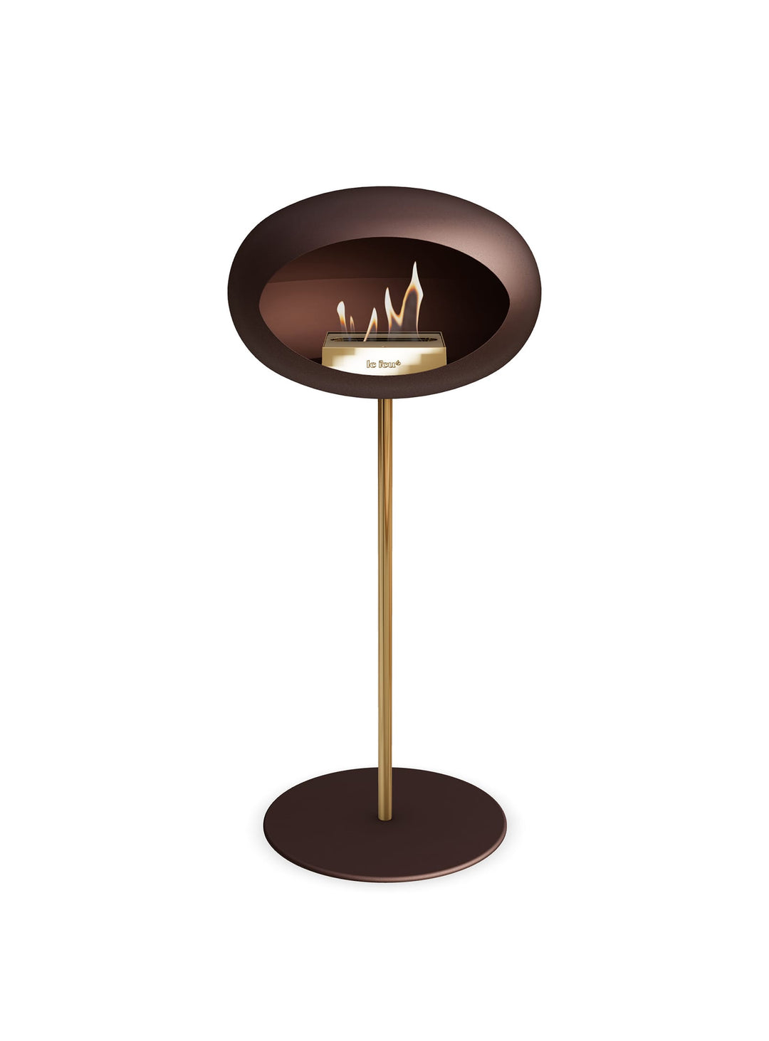 Le Feu High Dome en Mocca : cheminée autoportante terreuse et élégante.