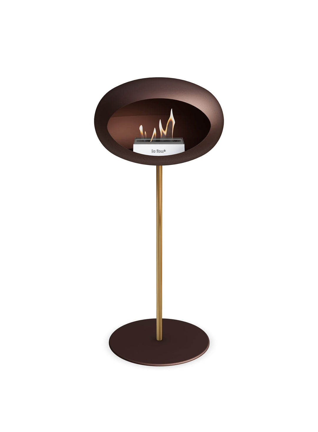 Cheminée autoportante High Dome en Mocca de Le Feu : charme brun profond.