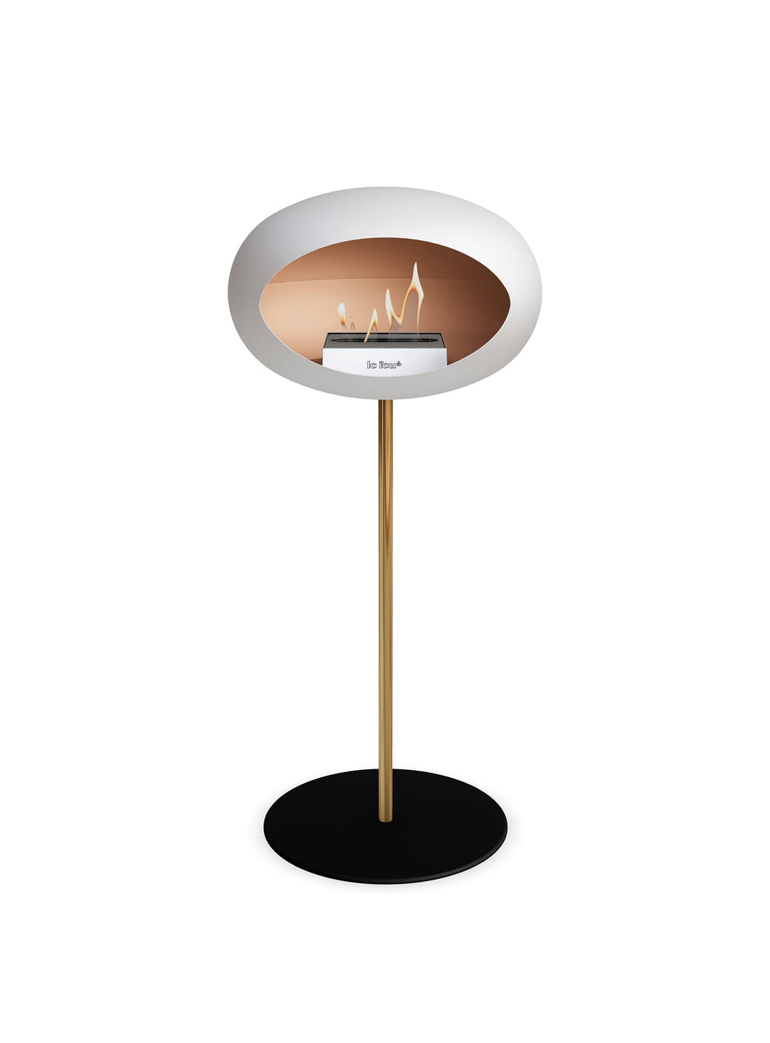 Le Feu High Dome blanc : cheminée autoportante idéale pour soirées cocooning.