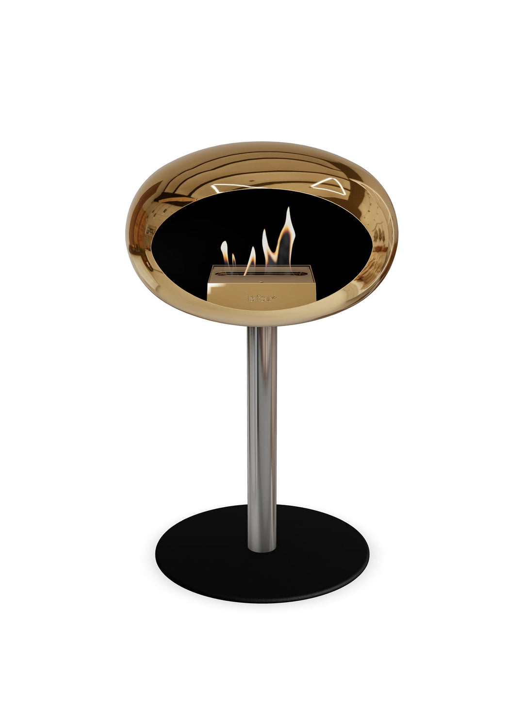 Cheminée autoportante Low Dome en or rose de Le Feu : éclat chaleureux.