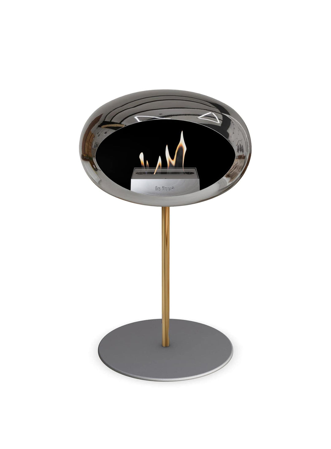 Foyer Le Feu Low Dome argent : chaleur naturelle et style lumineux.