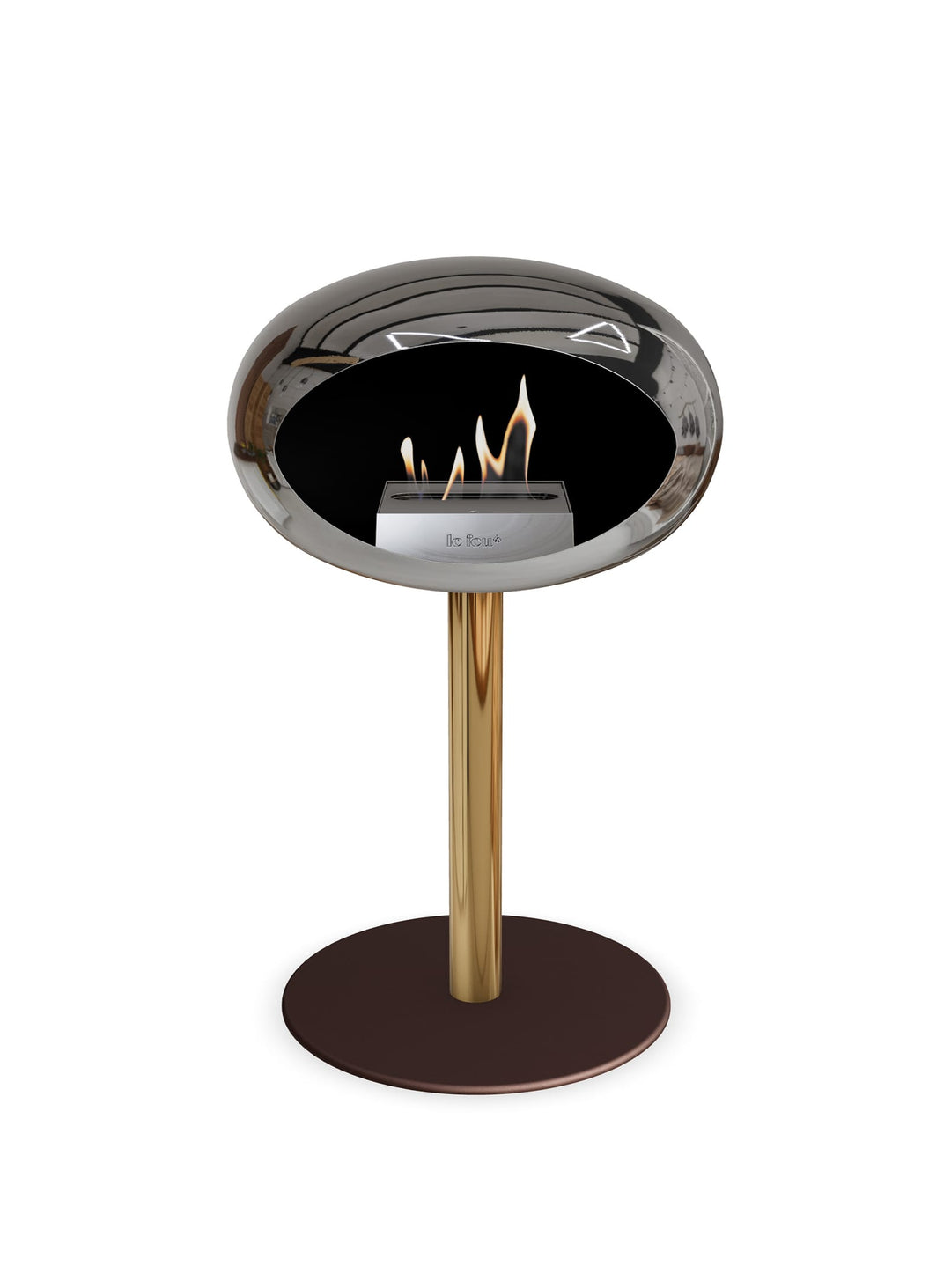 Foyer Low Dome argent Le Feu : design raffiné et flamme apaisante.