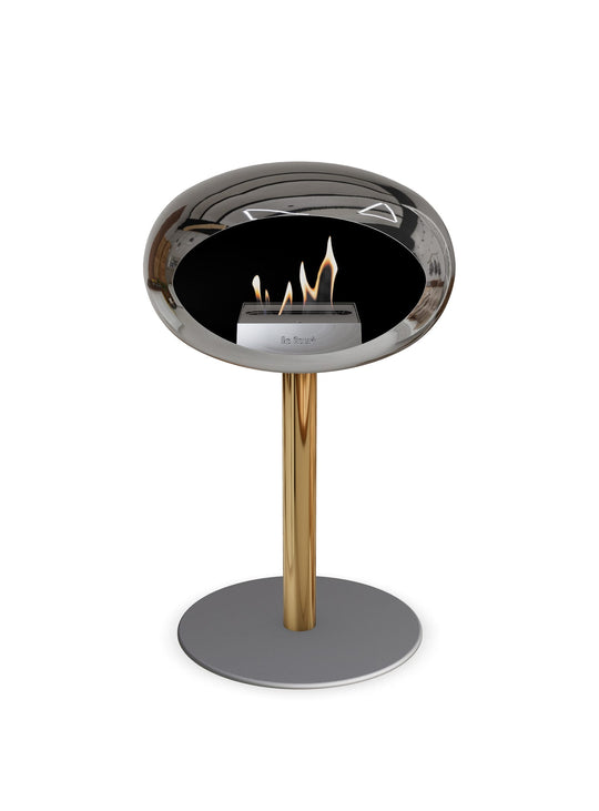 Foyer design Low Dome argent Le Feu : feu pur et look nordique.