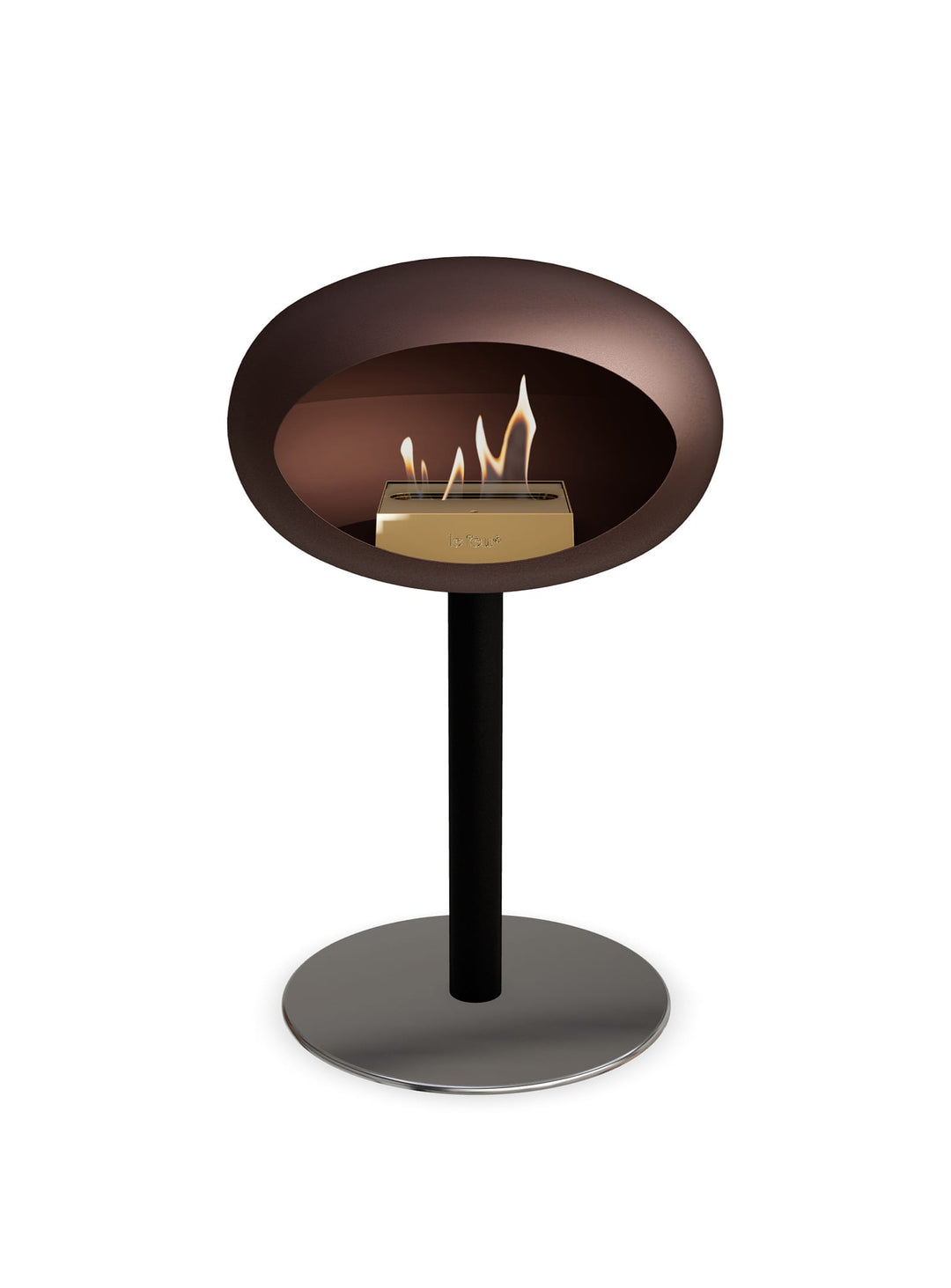 Cheminée autoportante Low Dome en Mocca de Le Feu : chaleur naturelle.