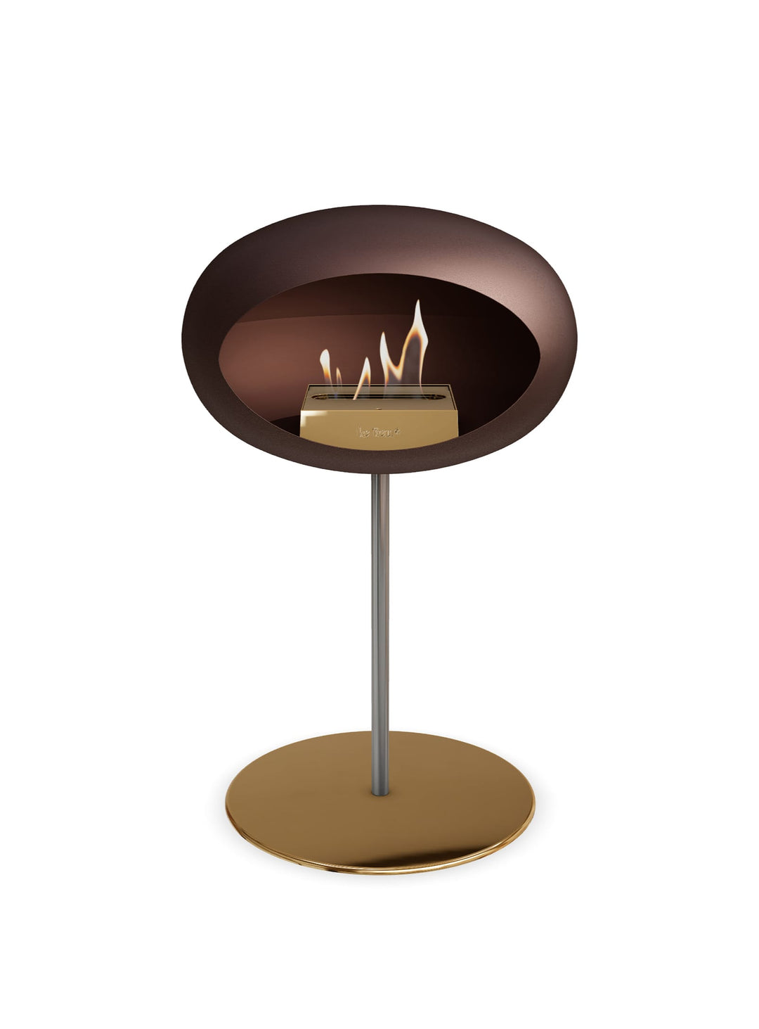 Le Feu Low Dome en Mocca : cheminée autoportante élégante et pratique.