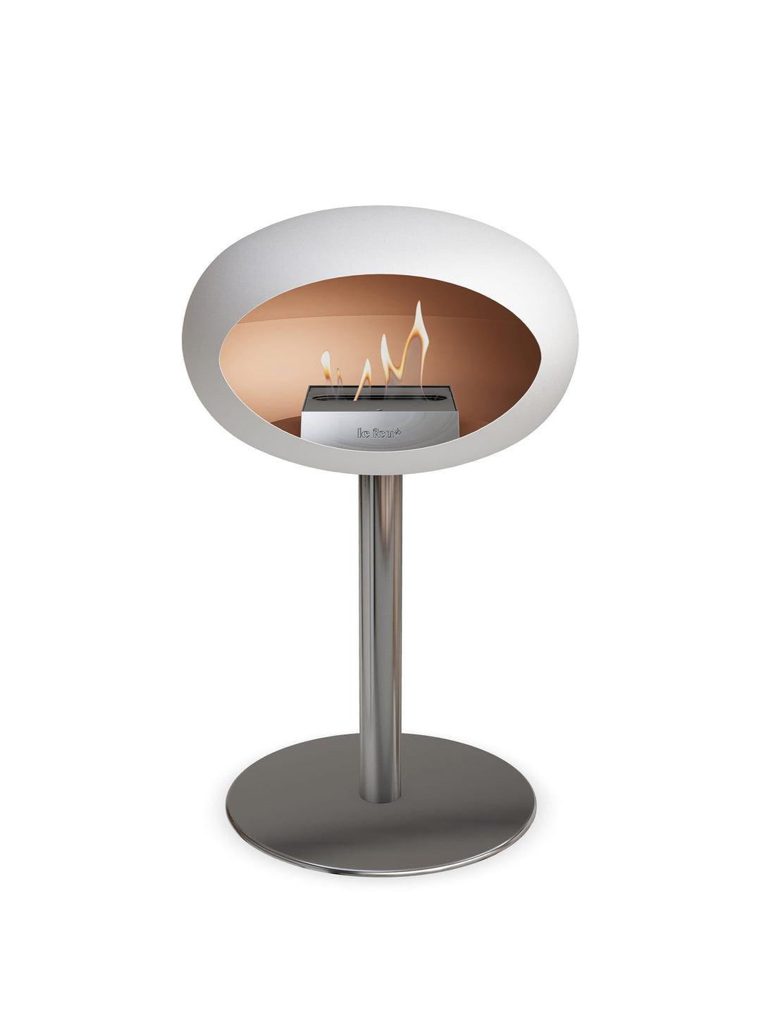 Cheminée autoportante Low Dome en blanc de Le Feu : style appartement.