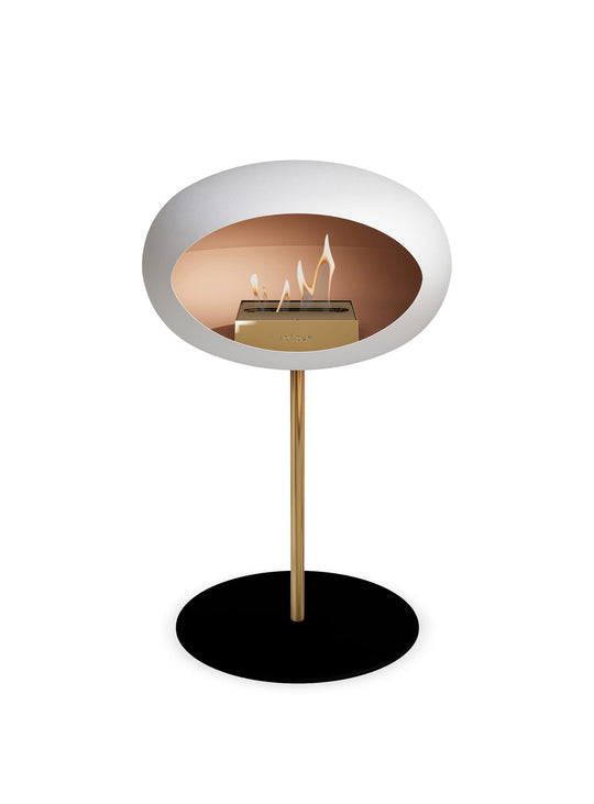 Low Dome en blanc de Le Feu : cheminée autoportante look contemporain.