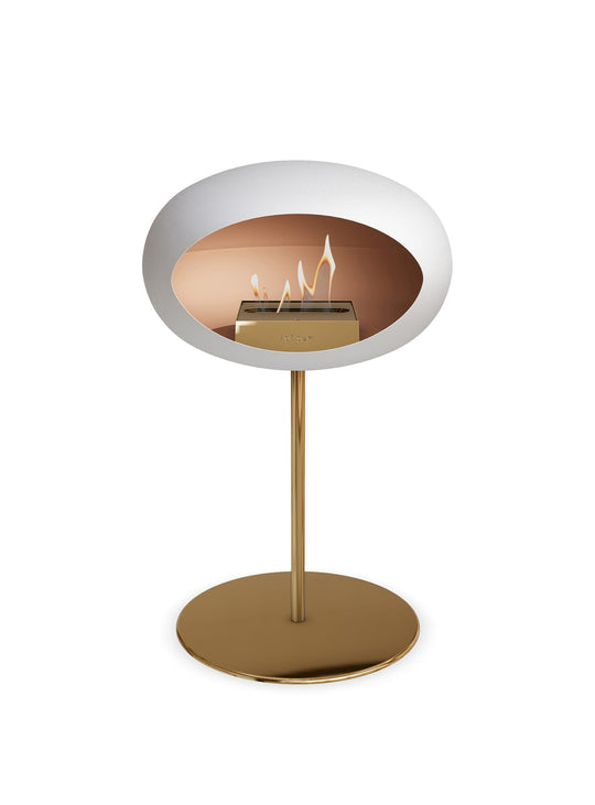 Cheminée autoportante Low Dome en blanc de Le Feu : style ajustable.