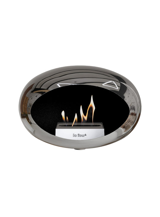 Foyer Le Feu Wall Dome argent : élégance scandinave et chaleur naturelle.