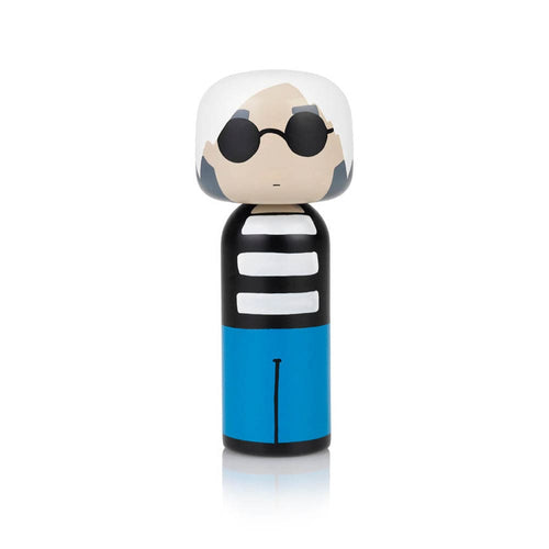 Lucie Kaas Andy, figurine en bois représentant l'artiste Andy Warhol, en bois