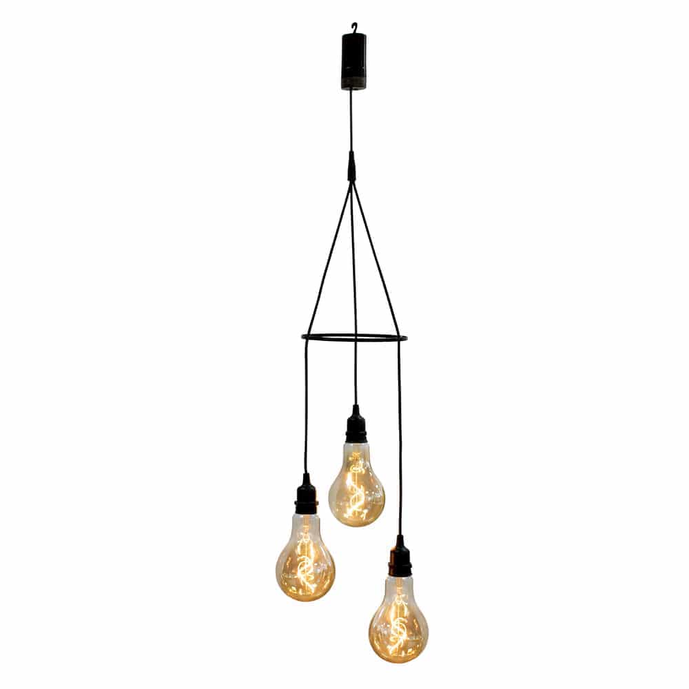 Newgarden Chiara, lampe suspendue composée de trois ampoules, rechargeable et solaire, noir