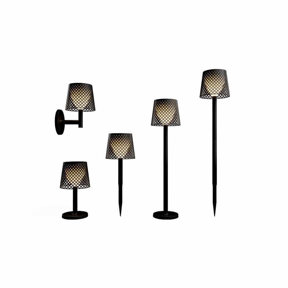 Greta, lampes LED 5 en 1 pouvant être sur pied, de table murale ou sur pique,, en plastique recyclé, noir