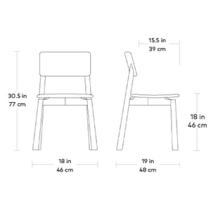 Ridley, chaises en bois par Gus* Modern, dimensions
