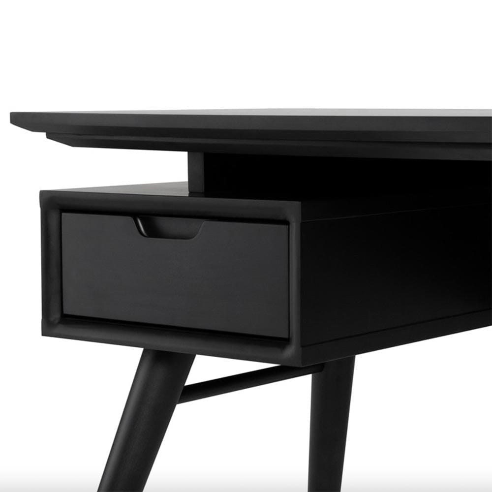 Nuevo Carel, bureau avec tiroirs, en bois et placage de bois, noir