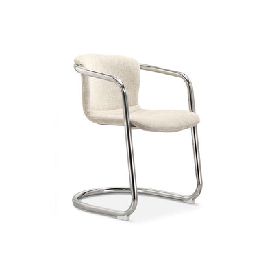 Moe's Home Collection Freeman, ensemble de deux chaises avec la silhouette incurvée, en métal chromé et tissu, crème