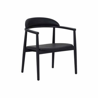 Moe's Home Collection Ananda, chaise lounge avec accoudoirs et revêtement résistant aux tâches, en bois et tissu ou cuir, noir