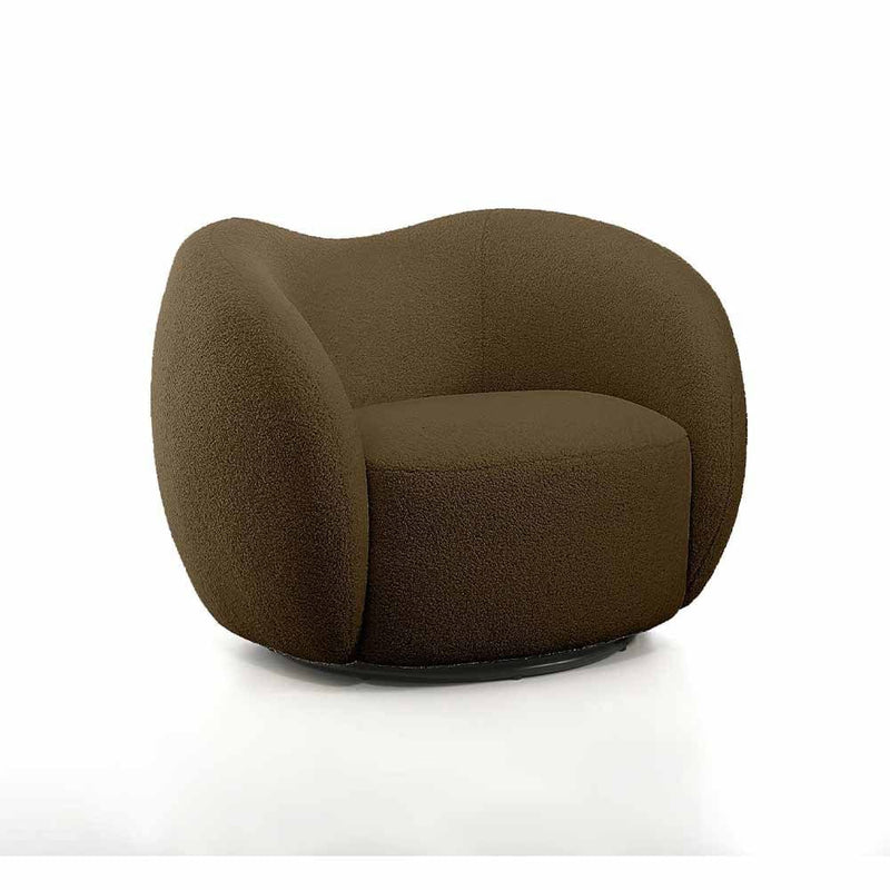 Mobital Dune Swivel, fauteuil de lecture avec des formes courbées, en tissu, army teddy
