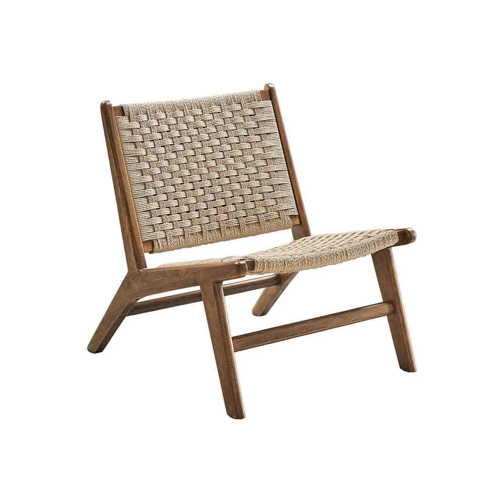 Saoirse, fauteuil, en bois et corde tressée, noyer, naturel