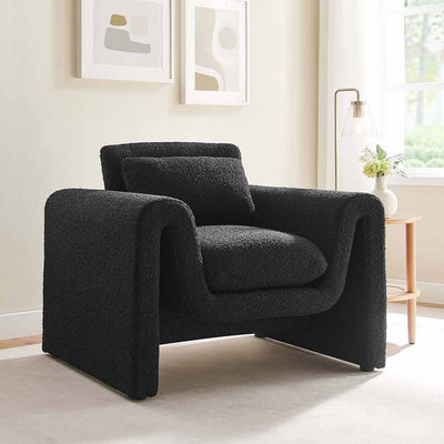 Détendez-vous dans le fauteuil Waverly, une invitation à la splendeur luxueuse. Forme artistique, rembourrage en mousse dense. Revêtement en tissu bouclé ou velours pour un confort personnalisé.